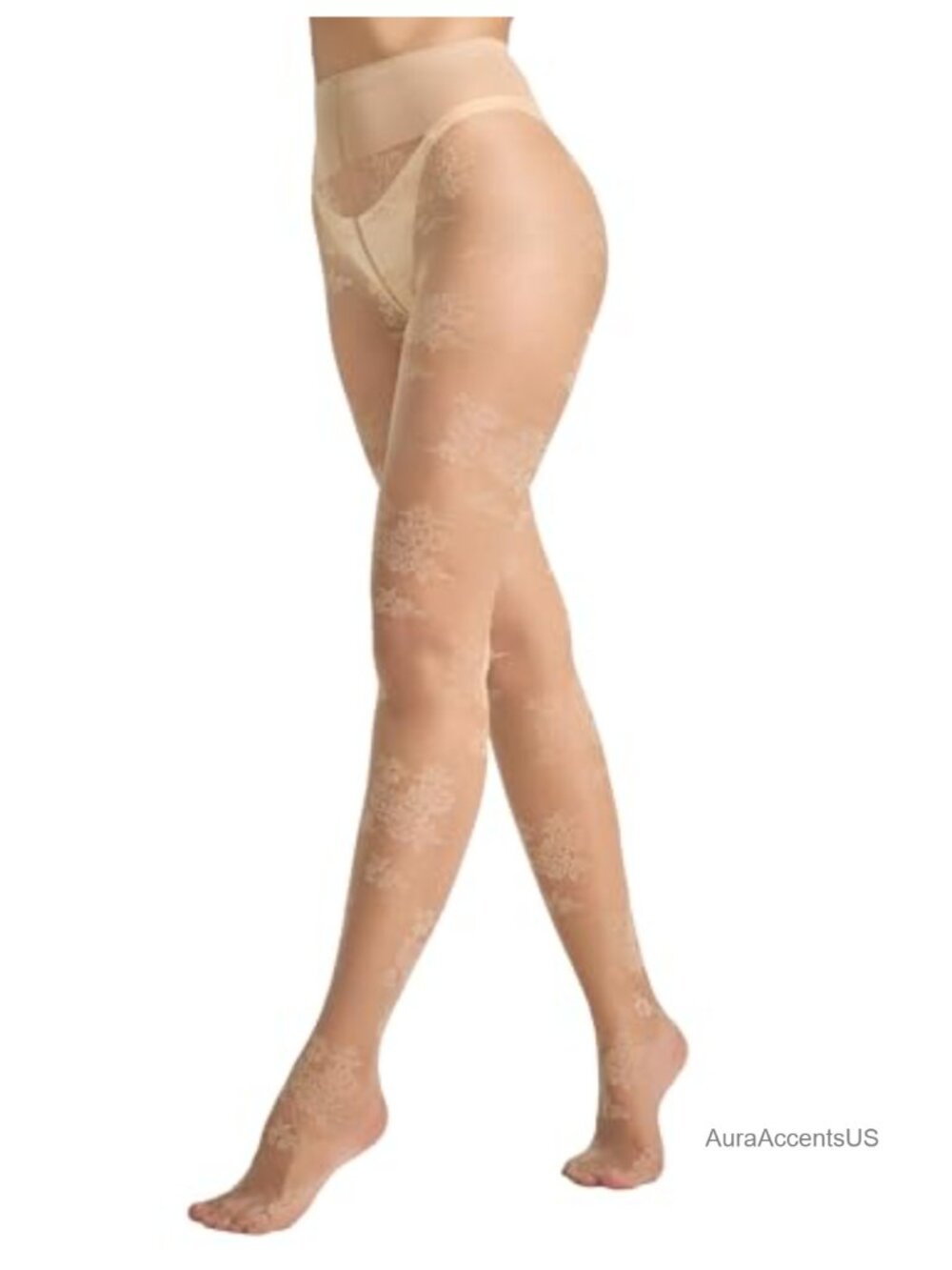 Women's Sheer Lace Tights, 3D Floral Patterned Pantyhose